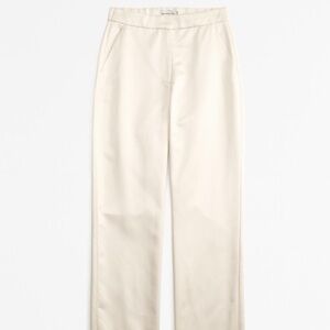 Abercrombie Tailored Straight Satin Pants in Warm Beige
